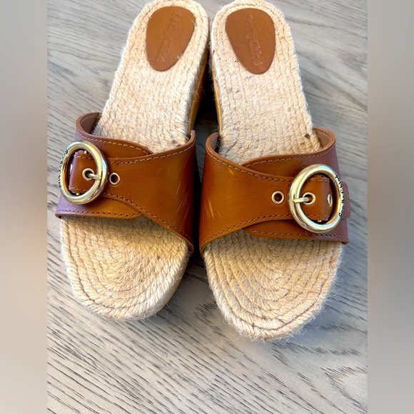 See By Chloé Viviane Buckled LeatherSlide Clog In Light Brown Size 38/7.5 - Picture 2 of 12